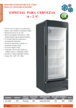 Armario Expositor Negro Coolers Subzero -6 ~ 2 °C 1 Puerta de Cristal 4 Estantes 450 Litros 660x655x1863h mm SC-450S EUTRON - Imagen 2