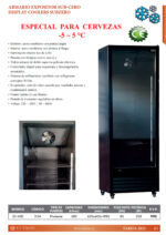 Armario Expositor Negro Coolers Subzero -5 ~ 5 °C 1 Puerta de Cristal 4 Estantes 400 Litros 620x605x1980h mm SZ-400 EUTRON - Imagen 2