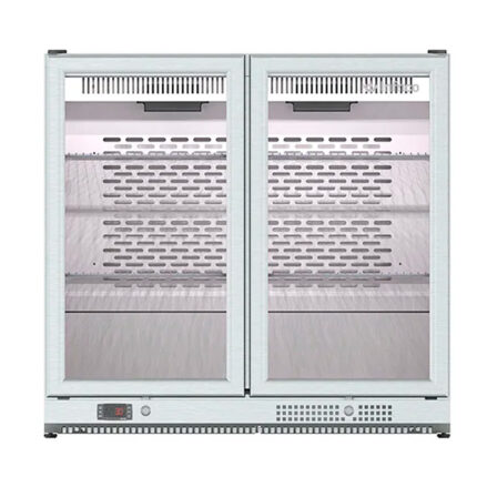Armario Expositor Refrigerado Acero Inoxidable 2 Puertas de Cristal 2 Estantes 193 Litros Serie ERV XS 900x510x815h mm ERV 25 II XS Infrico