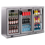 Armario Expositor Refrigerado Acero Inoxidable 3 Puertas de Cristal 2 Estantes 296 Litros Serie ERV XS 1350x510x815h mm ERV 35 II XS Infrico