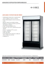 Armario Expositor Refrigerado Blanco 2 Puertas de Cristal 5 Estantes 900 Litros 1120x610x1970h mm RB-900HS EUTRON - Imagen 2