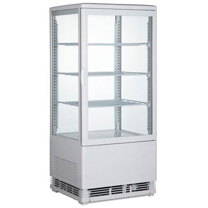 Armario Expositor Refrigerado Blanco para Pastelería 1 Puerta de Cristal 78 Litros 3 Estantes RT-78L - 428x386x960h mm EUTRON