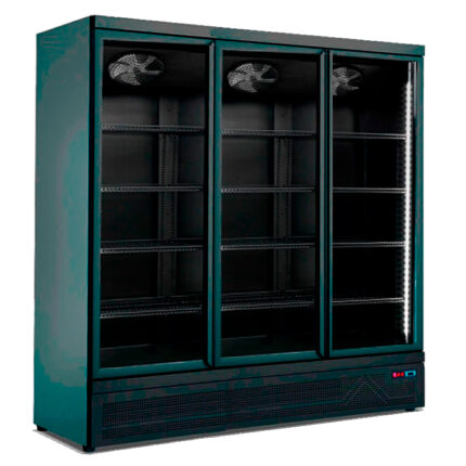 Armario Expositor Refrigerado Negro 3 Puertas de Cristal 12 Estantes 1800 Litros 1880x705x2050h mm  BLG1880 EUTRON