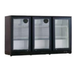 Armario Expositor Refrigerado Negro 3 Puertas de Cristal 2 Estantes Sobremesa 273 Litros 1350x536x840h mm  RB-320H EUTRON