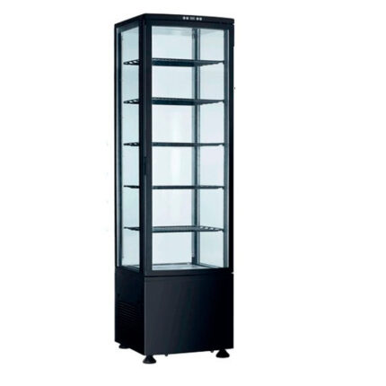 Armario Expositor Refrigerado Negro para Pastelería 1 Puerta de Cristal 288 Litros 5 Estantes 515x485x1895h mm RT-280B EUTRON