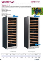 Armario Expositor Refrigerado para Vinos 1 Puerta de Cristal 200 Botellas 15 Estantes 600x700x1800h mm CV 18 1T INFRIMA - Imagen 2