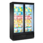 Armario Expositor de Congelación Negro 2 Puertas de Cristal 10 Estantes 1200 Litros 1250x705x2050h mm BDG1250 EUTRON