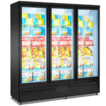 Armario Expositor de Congelación Negro 3 Puertas de Cristal 15 Estantes 1800 Litros 1880x705x2050h mm BDG1880 EUTRON