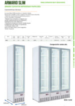 Armario Expositor de Refrigeración para Pastelería 1 Puerta de Cristal 5 Estantes 170 Litros 390x500x1880h mm SLIM INFRIMA - Imagen 2