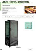 Armario Expositor de Refrigeración para Pastelería de Acero Inoxidable 1 Puerta de Cristal 3 Estantes 400 Litros 700x700x1900h mm Deluxe INFRIMA - Imagen 2