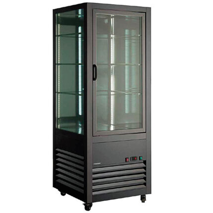 Armario Expositor de Refrigeración para Pastelería de Acero Inoxidable 1 Puerta de Cristal 3 Estantes 400 Litros 700x700x1900h mm Deluxe INFRIMA