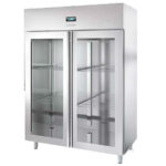 Armario de Maduración de Carne de Acero Inoxidable Gris 2 Puertas de Cristal 4 Estantes 1440x800x2020h mm AMP3 INFRIMA