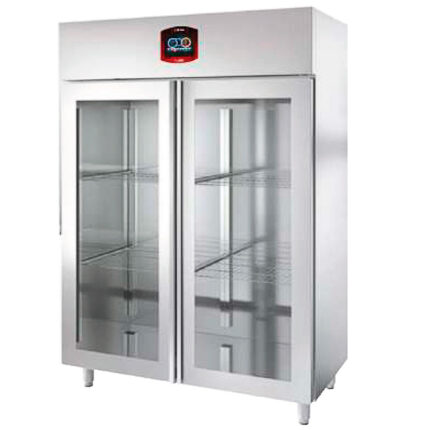 Armario de Maduración de Carne de Acero Inoxidable Gris 2 Puertas de Cristal 4 Estantes 1440x800x2020h mm MT3 INFRIMA