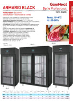 Armario de Maduración de Carne de Acero Inoxidable Negro 1 Puerta de Cristal 2 Estantes 720x800x2020h mm BLK1 INFRIMA - Imagen 2