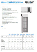Armario de Refrigeración de Acero Inoxidable 1 Puerta de Cristal con 3 Estantes 485 Litros 700x810x2050h mm ARV7001 GNF Corequip - Imagen 2