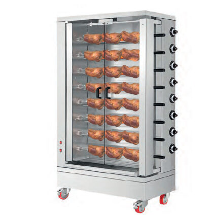 Asador de Pollos Vertical a Gas 8 Espadas 48 Pollos 1194x481x2130h mm 9357E EUTRON