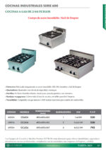 Cocina a Gas 2 Fuegos Sobremesa Gama 600 - 400x600x265h mm 6001A EUTRON - Imagen 2