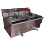 Freidora Eléctrica con Grifo de Vaciado 2 Cubas 12 + 12 Litros Sobremesa 740x550x400h mm 1622 EUTRON