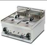 Freidora Eléctrica con Grifo de Vaciado 2 Cubas 8 + 8 Litros Sobremesa Gama 600 - 600x600x265h mm 6018A EUTRON