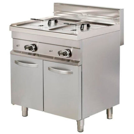 Freidora a Gas con Grifo de Vaciado 2 Cubas 10 + 10 Litros Modular Gama 700 - 800x700x900h mm GF722 EUTRON