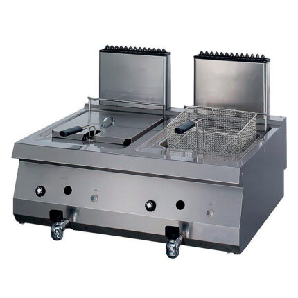 Freidora a Gas con Grifo de Vaciado 2 Cubas 12 + 12 Litros Sobremesa Gama 700 - 800x700x280h mm 5022 EUTRON