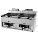 Freidora a Gas con Grifo de Vaciado 2 Cubas 17 + 17 Litros Sobremesa 980X580X480h mm 1616 EUTRON