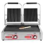 Grill de Contacto Doble Eléctrica Acero Inoxidable Placa Ranurada Sobremesa 590x365x210h mm 1713 EUTRON