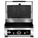 Grills de Contacto Simple Eléctrico de Hierro Fundido Placa Arriba Ranurada Placa Abajo Acanalada 510x500x300h mm KG2745 E Corequip