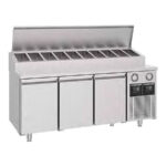 Mesa de Preparación de Ingredientes 474 Litros 3 Puertas Opacas 1865x700x1090h mm MPF18003-10 Corequip