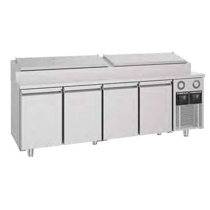 Mesa de Preparación de Ingredientes 632 Litros 4 Puertas Opacas 2330x700x1090h mm MPF23004-12 Corequip