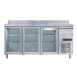 Mesa Refrigerada de Acero Inoxidable 3 Puertas de Cristal 6 Estantes 2017x600x1045h mm FRV20003 Corequip
