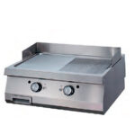 Plancha a Gas Cromo Duro Placa 1/2 Lisa 1/2 Acanalada Sobremesa Gama 700 - 800x700x280h mm 5050 EUTRON