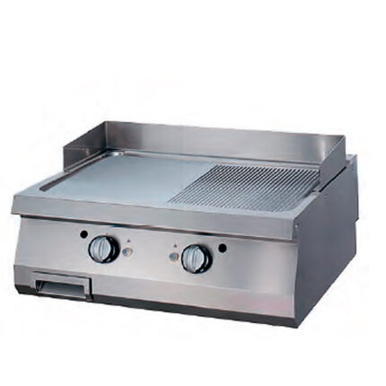 Plancha a Gas Cromo Duro Placa 1/2 Lisa 1/2 Acanalada Sobremesa Gama 700 - 800x700x280h mm 5050 EUTRON