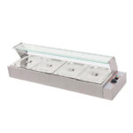 Vitrina Expositora Caliente Baño María con Grifo de Vaciado 4 Cubetas GN 1/2 Sobremesa 1170x350x315h mm 3143 EUTRON