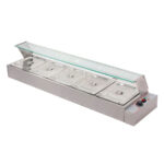 Vitrina Expositora Caliente Baño María con Grifo de Vaciado 5 Cubetas GN 1/2 Sobremesa 1435x350x315h mm 3144 EUTRON