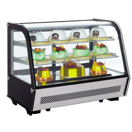 Vitrina Expositora Refrigerada para Pastelería Cristal Curvo 120 Litros 2 Estantes 880x568x686h mm RTW-160L EUTRON