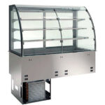 Vitrina Expositora Refrigerada para Pastelería Drop-In 4 Cubetas GN 1/1 Cristal Curvo 3 Estantes 1455x635x1580h mm VCC2A3 INFRIMA
