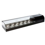 Vitrina Expositora Refrigerada para Tapas Cristal Curvo con 6 Bandejas GN 1/3 1566x410x250h mm VRGI 1P 6B Corequip