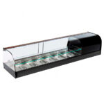 Vitrina Expositora Refrigerada para Tapas Cristal Curvo con 6 Bandejas GN 1/3 1566x410x330h mm VRGI 2P 6B Corequip