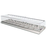 Vitrina para Tapas Refrigerada Sobremesa 10 Bandejas GN 1/3x40 Cristal Recto 1890x390x260h mm TAURUS200 INFRIMA