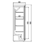 Armario Expositor Refrigerado 1 Puerta de Cristal 4 Estantes 348 Litros Gama EVR-620-ES 620x578x1885h mm EVR-620-ES Docriluc - Imagen 3