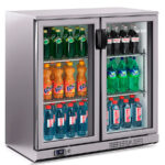 Armario Expositor Refrigerado Acero Inoxidable 2 Puertas de Cristal 2 Estantes 220 Litros Gama ERV 900x510x920h mm ERV 25 II Infrico