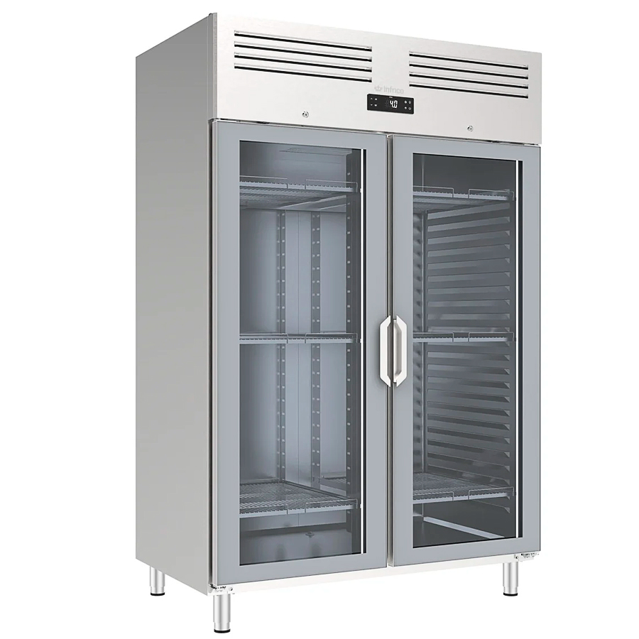 Armario-Expositor-Refrigerado-Acero-Inoxidable-GN-2-1-2-Puertas-de-Cristal-8-Estantes-1240-Litros-Gama-700-1400L-1385x794x2130h-mm-AGB1402-CR-Infrico.jpg Armario Expositor Refrigerado Acero Inoxidable GN 2/1 - 2 Puertas de Cristal 8 Estantes 1240 Litros Gama 700/1400L 1385x794x2130h mm AGB1402 CR Infrico - Imagen 1