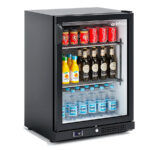 Armario Expositor Refrigerado Negro 1 Puerta de Cristal 2 Estantes 124 Litros Gama ERV 600x510x850h mm ERV 15 SH Infrico