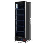 Armario Expositor Refrigerado Negro 1 Puerta de Cristal 400 Litros 5 Estantes 540x580x1920h mm GF068SUB GASFRIT