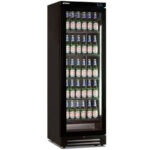 Armario Expositor Refrigerado Negro 1 Puerta de Cristal 5 Estantes 88 Botellas ( 1L) 114 Botellas ( 75cl) Gama SLIM 600x651x1861h mm RV360 Infrico