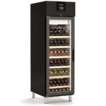 Armario Expositor Refrigerado para Vinos en Negro 1 Puerta de Cristal 6 Estantes 60 Botellas 625 Litros Gama TERROIR CAGW 680x860x2130h mm CAGW-75-1 Docriluc
