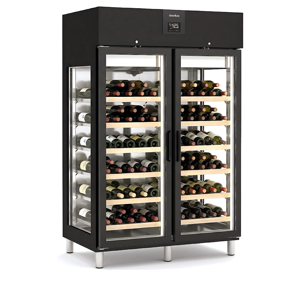 Armario-Expositor-Refrigerado-para-Vinos-en-Negro-2-Puertas-de-Cristal-12-Estantes-210-Botellas-1404-Litros-Gama-TERROIR-CAGWP-1370x860x2130h-mm-CAGWP-140-2-Docriluc.jpg Armario Expositor Refrigerado para Vinos en Negro 2 Puertas de Cristal 12 Estantes 210 Botellas 1250 Litros Gama TERROIR CAGWP 1370x860x2130h mm CAGWPM-140-2 Docriluc - Imagen 1
