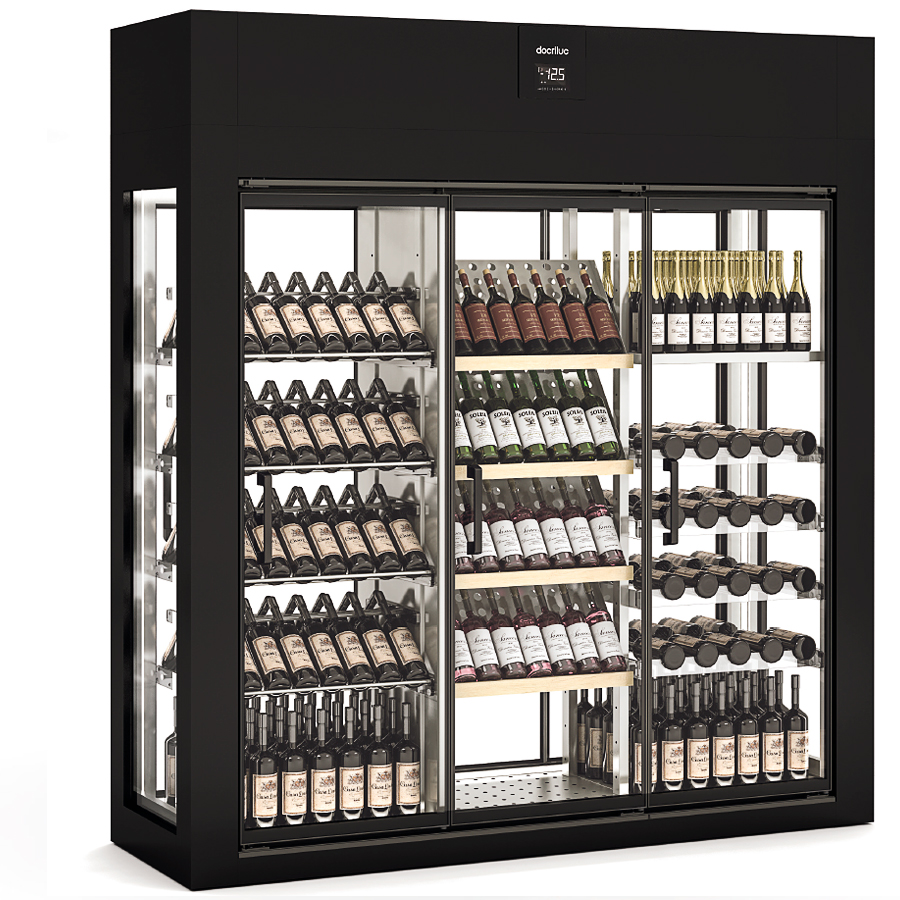 Armario-Expositor-Refrigerado-para-Vinos-en-Negro-3-Puertas-de-Cristal-2140x640x2300h-mm-VN23-3P-rDocriluc.jpg Armario Expositor Refrigerado para Vinos en Negro 3 Puertas de Cristal 2140x640x2300h mm VNP23-3P-PT Docriluc - Imagen 1