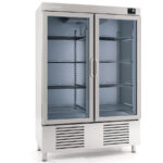 Armario Expositor de Congelación Acero Inoxidable 2 Puertas de Cristal 8 Estantes 1110 Litros Gama 500/1000L 1385x700x2060h mm AN1002 BT CR Infrico